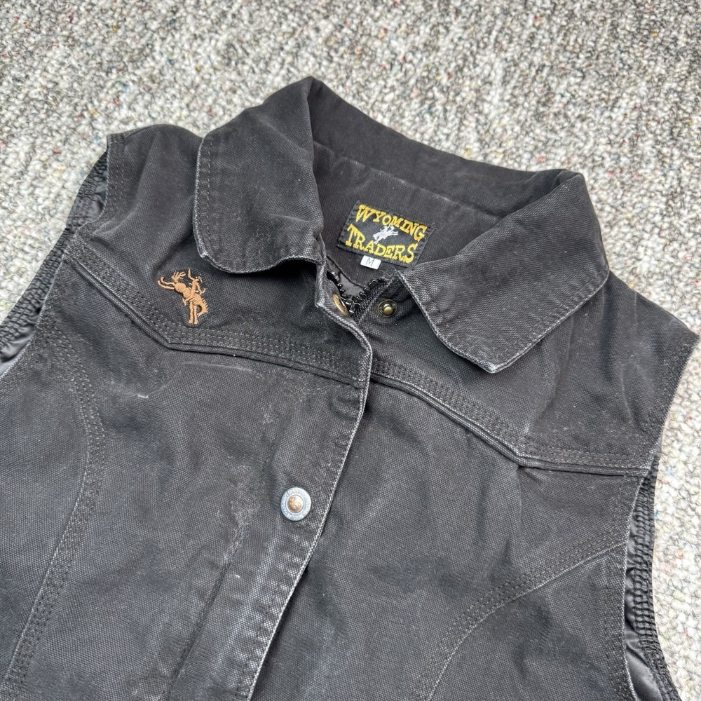 Wyoming Traders Vest Womens Medium Canvas Western Quilted Zip Snap Workwear - Picture 4 of 12